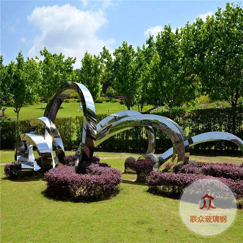 不銹鋼雕塑定制大型鐵藝圓環金屬戶外學校園林發光景觀裝飾品擺件