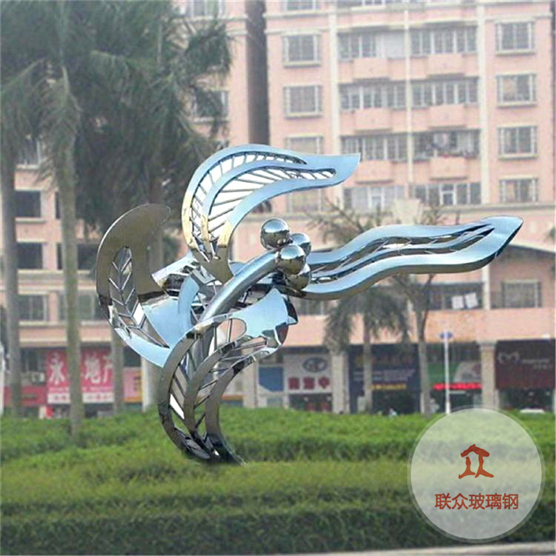 不銹鋼浪花雕塑定制金屬抽象鏡面創意水滴水花戶外景觀水景擺件