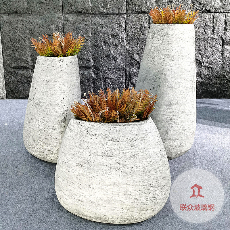 玻璃鋼花盆室外特大號仿石花缽歐式別墅小區盆景裝飾戶外景觀花壇