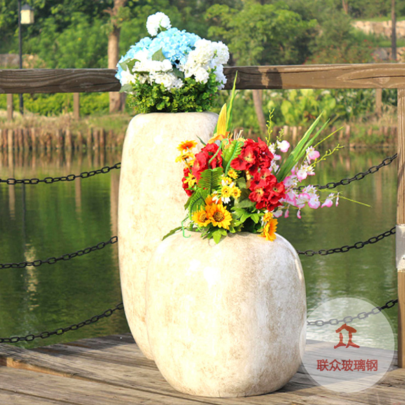 玻璃鋼花盆戶外大型花器公園學校橢圓花缽商場街道簡約美陳大花箱