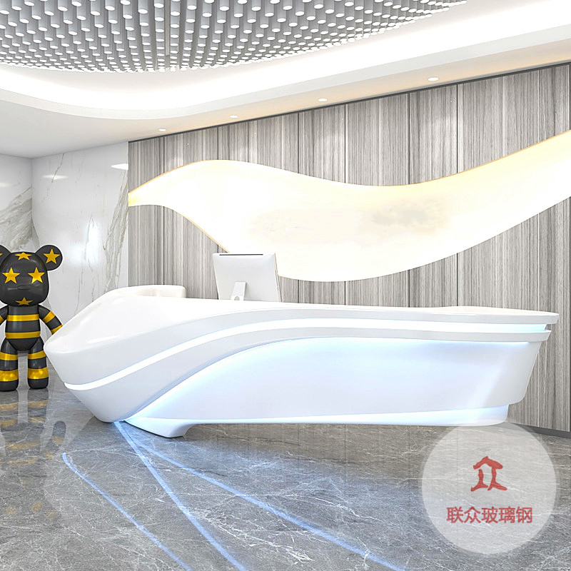 玻璃鋼接待前臺引導服務咨詢前高端烤漆現代收銀吧臺迎賓公司定制