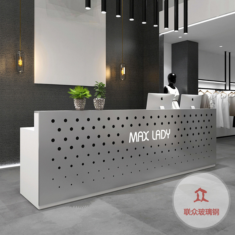 創意玻璃鋼烤漆前臺定制酒店公司高端接待臺美容院收銀臺異形吧臺