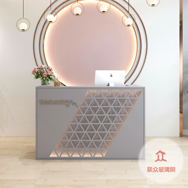 創意l異形玻璃鋼烤漆前臺U型接待臺公司座椅橢圓形收銀臺吧臺定制