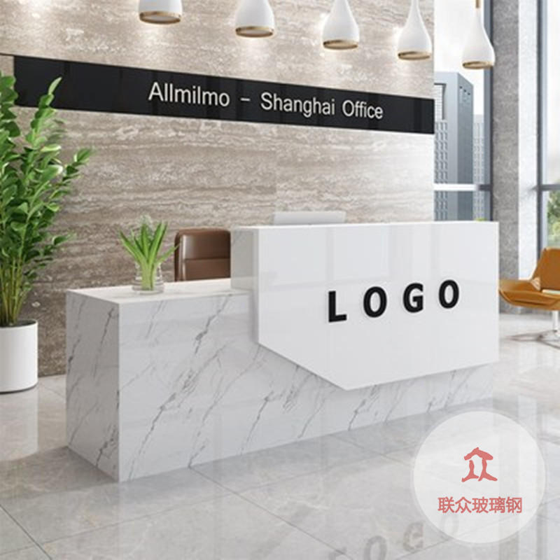 玻璃鋼異形前臺公司接待臺售樓部美陳發光創意吧臺酒店烤漆收銀臺