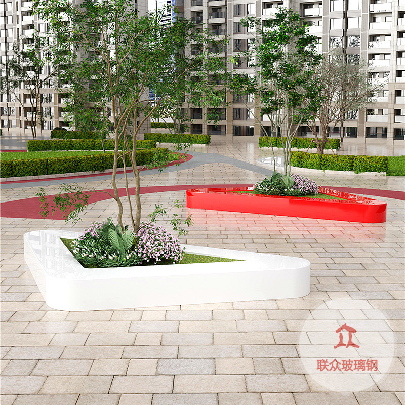 玻璃鋼長條樹池坐凳定制商場休閑創意座椅戶外公園林異形花壇景觀