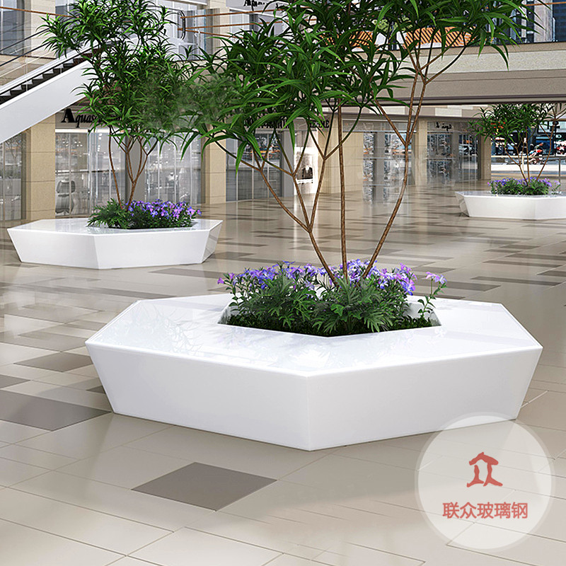 大型玻璃鋼樹池坐凳商場休閑椅景觀廣場創意花盆公園種植戶外座椅