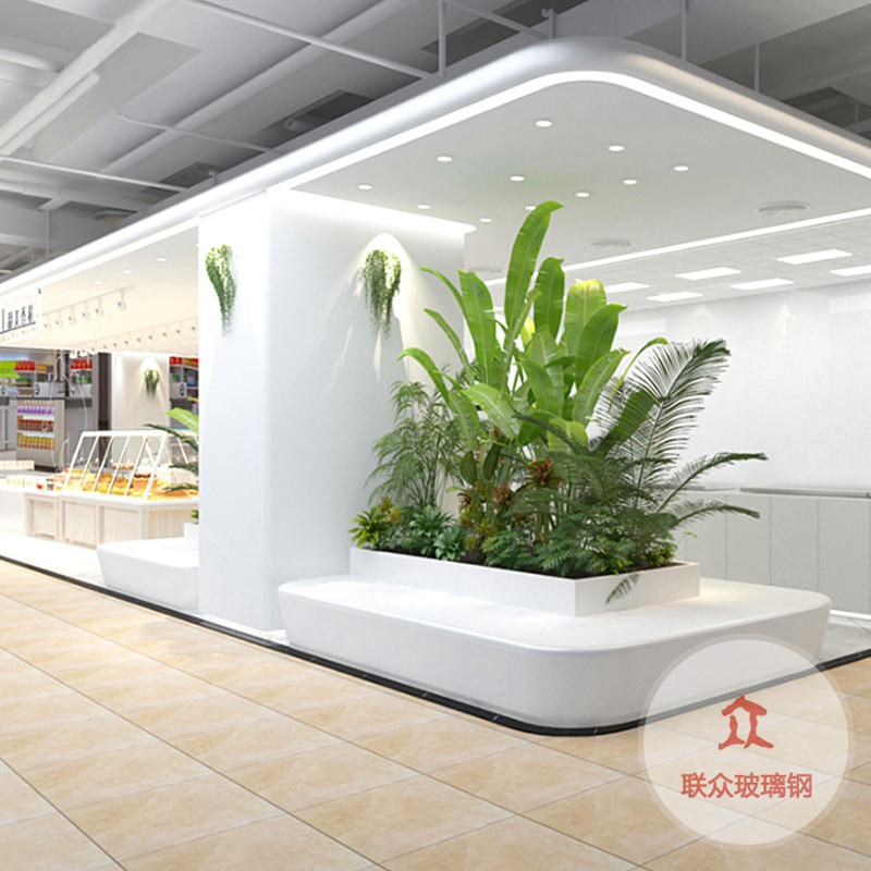 玻璃鋼樹池白色花池戶外玻璃鋼樹池小區景觀大型花池創意坐凳休閑