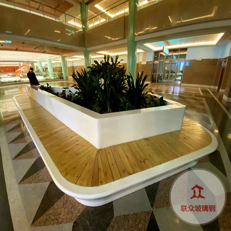 玻璃鋼戶外樹池花壇坐凳園林景觀種植美陳大型異形花池生產廠家