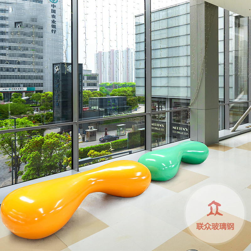 玻璃鋼休閑椅創意水滴造型花盆座椅組合商場座椅機場公共區休息椅