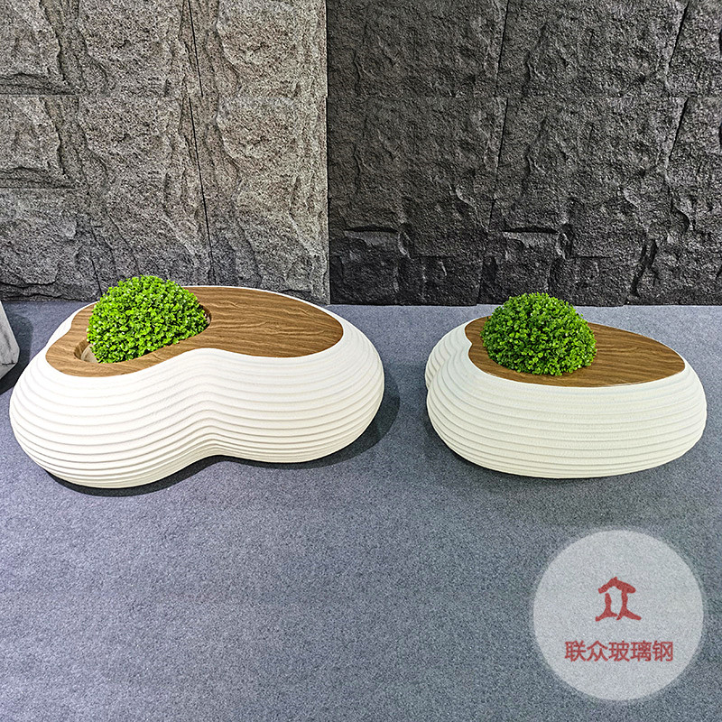 玻璃鋼鵝卵石休閑座椅軟包沙發現代美陳室內裝飾商場造型石頭坐凳
